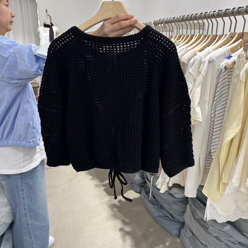 ACKER韓國東大門直郵女裝新品推薦休閑熱賣針織衫絲帶雙面ACKER針織衫