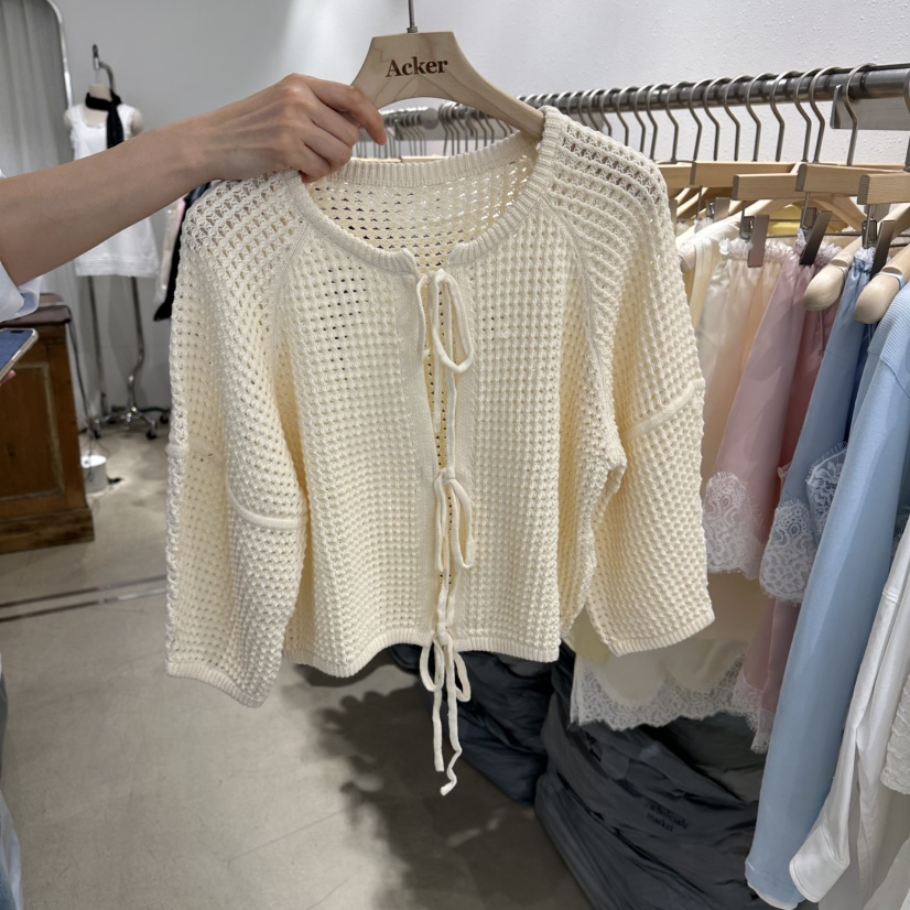 ACKER韓國東大門直郵女裝新品推薦休閑熱賣針織衫絲帶雙面ACKER針織衫圖色1