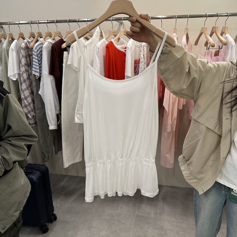 URBANSTORY/REMAKING韓國直郵女裝新品人氣吊帶背心荷葉邊天絲Remaking/URBANSTORY吊帶/背心