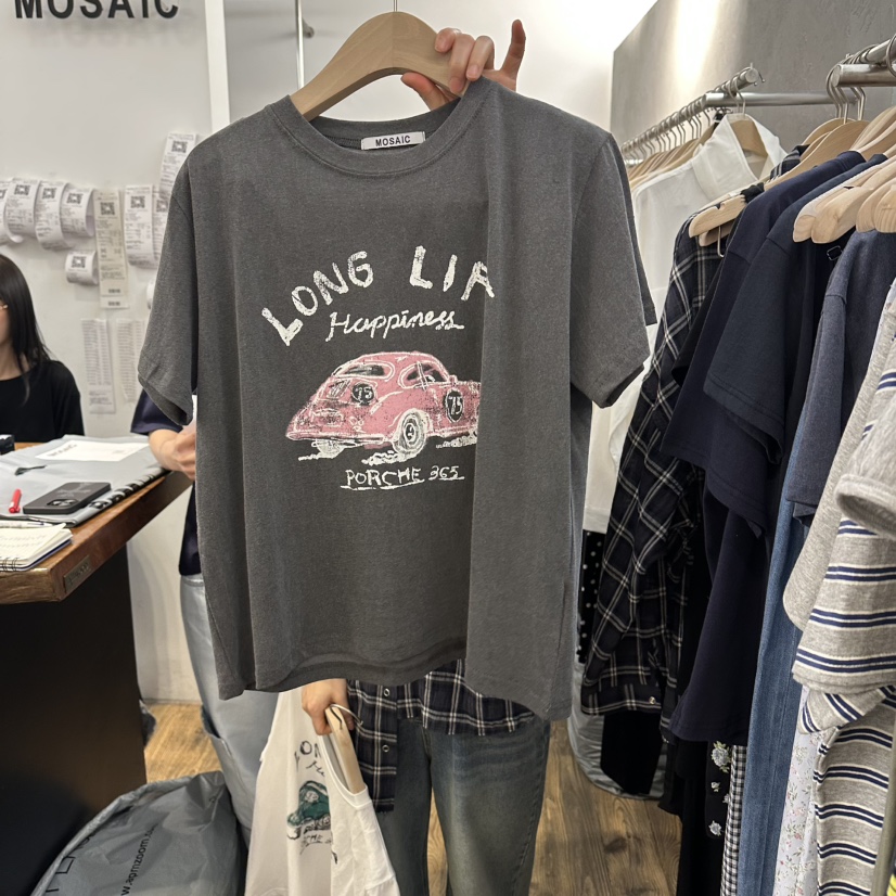 MOSAIC韓國東大門代購女裝新款熱賣時尚26春夏職業休閑T恤MOSAICT恤圖色2