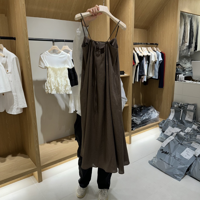 MILLIF韓國代購女裝新品熱賣時尚26春夏人氣連衣裙褶裥亞麻MILLIF連衣裙