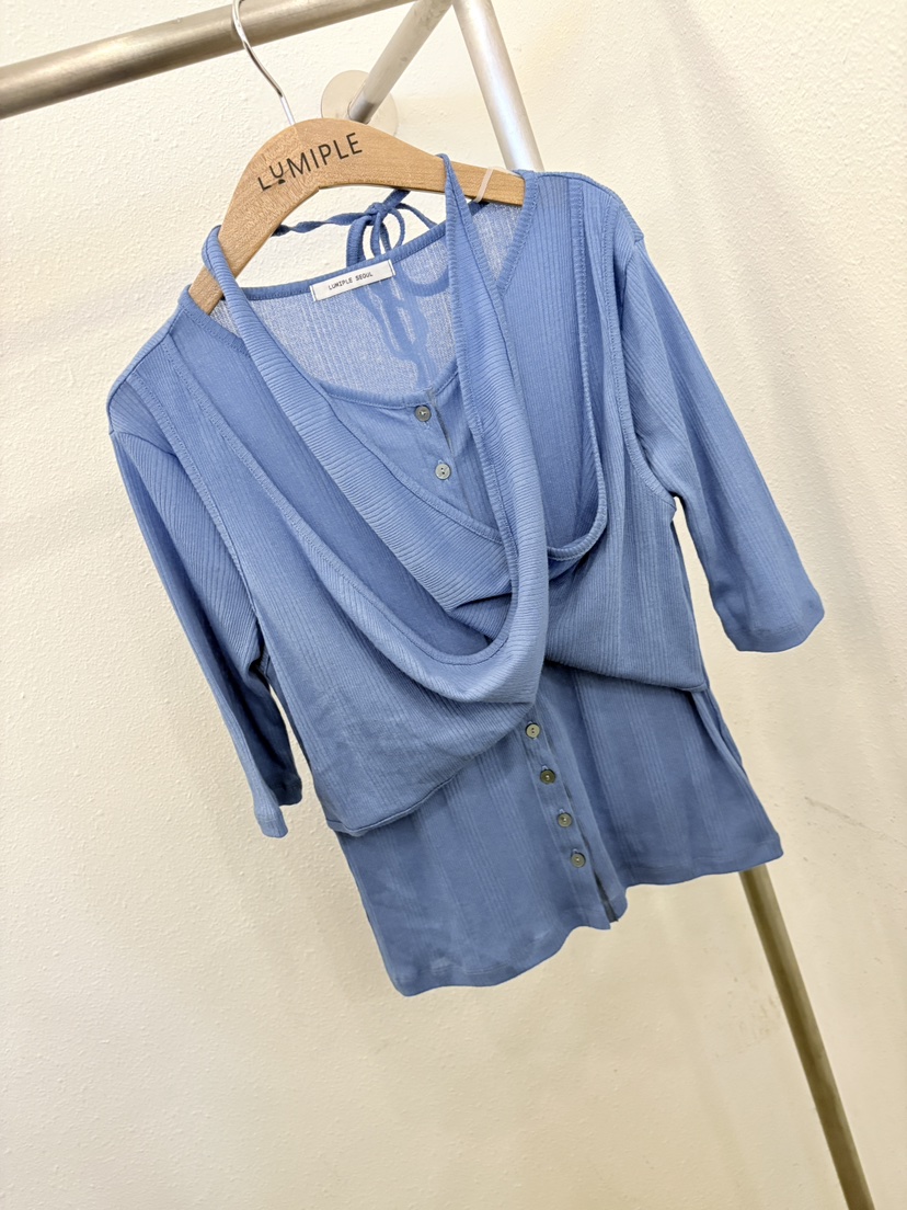 LUMIPLE韓國東大門直郵女士新品職業推薦人氣時尚T恤假兩件LUMIPLET恤圖色1