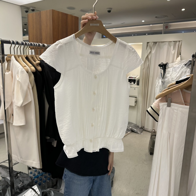 MER韓國東大門直郵女裝新品熱賣時尚人氣推薦26春夏襯衫蕾絲衫MER/ANGELO BIANCO襯衫/蕾絲衫圖色2