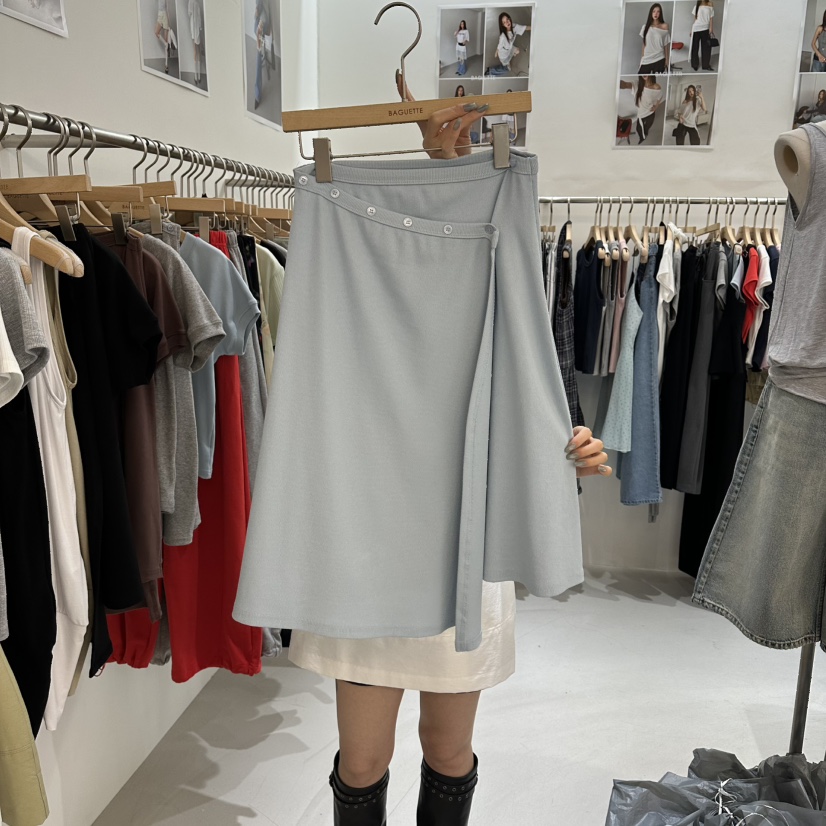 BAGUETTE-P韓國東大門代購女士新品26春夏時尚人氣長裙紐扣BAGUETTE-P長裙圖色1