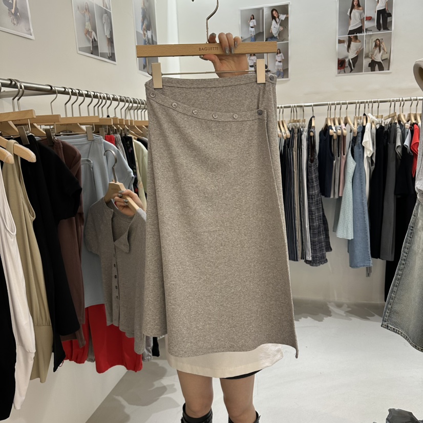 BAGUETTE-P韓國東大門代購女士新品26春夏時尚人氣長裙紐扣BAGUETTE-P長裙圖色2