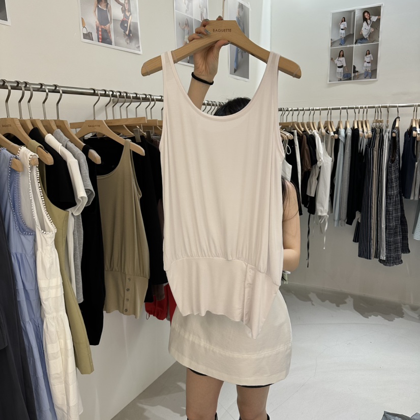 BAGUETTE-P韓國東大門代購女士新品時尚吊帶背心天絲紐扣BAGUETTE-P吊帶/背心圖色3