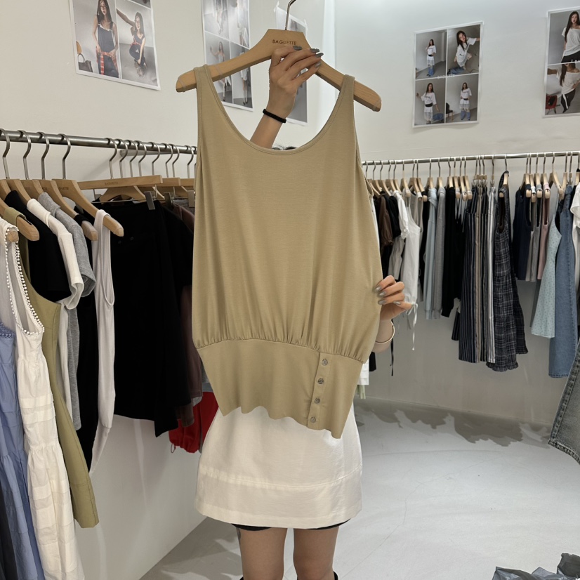 BAGUETTE-P韓國東大門代購女士新品時尚吊帶背心天絲紐扣BAGUETTE-P吊帶/背心圖色4