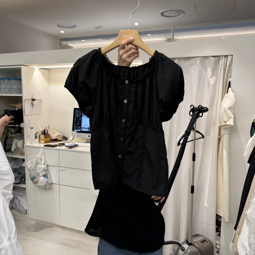 MER韓國直郵女士新款26春夏休閑時尚人氣推薦熱賣襯衫蕾絲衫MER/ANGELO BIANCO襯衫/蕾絲衫圖色2