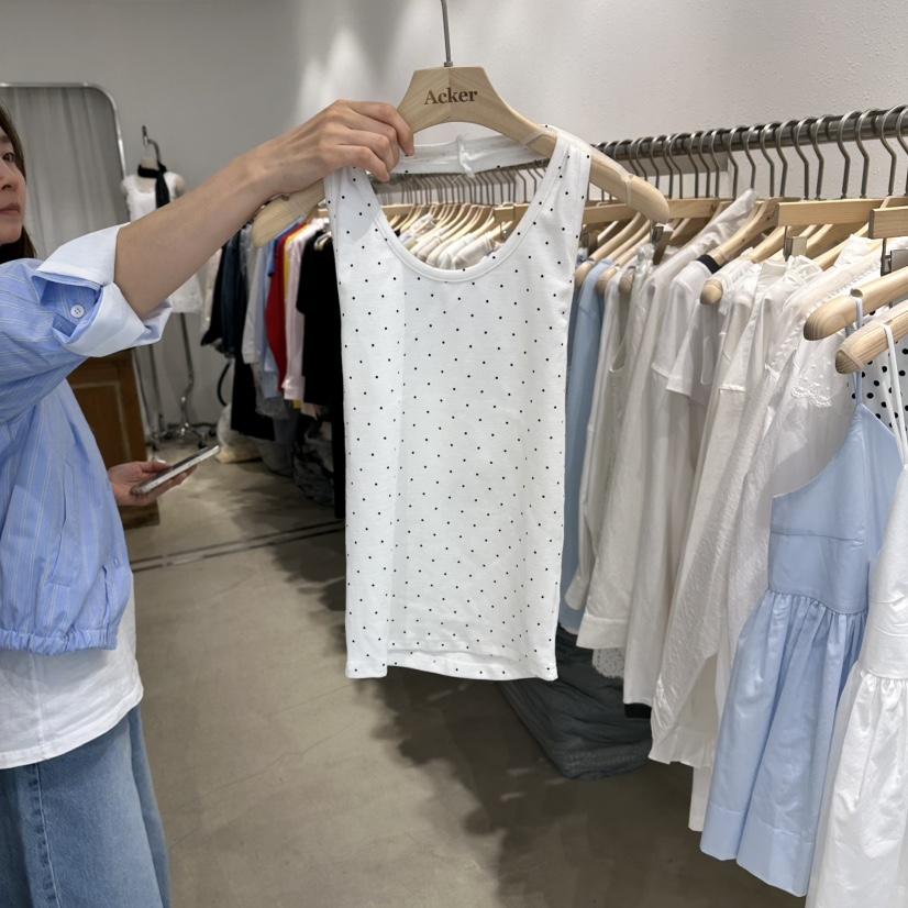 ACKER韓國代購女士新品時尚休閑推薦職業26春夏吊帶背心圓點ACKER吊帶/背心圖色1