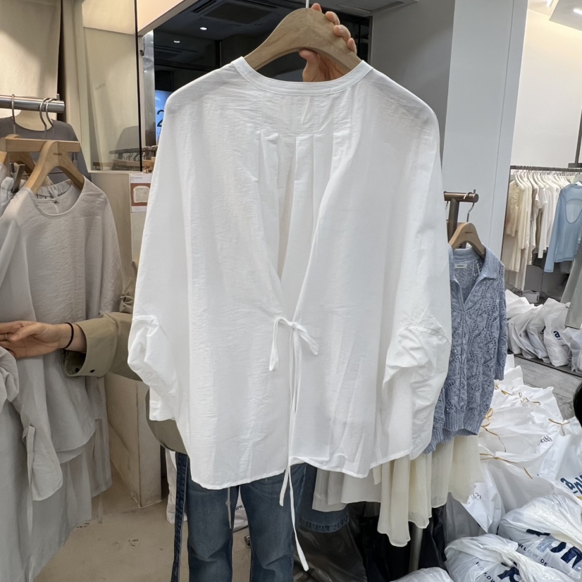 AFTERGLOW韓國代購女裝新品時尚休閑人氣26春夏襯衫蕾絲衫褶裥AFTERGLOW襯衫/蕾絲衫