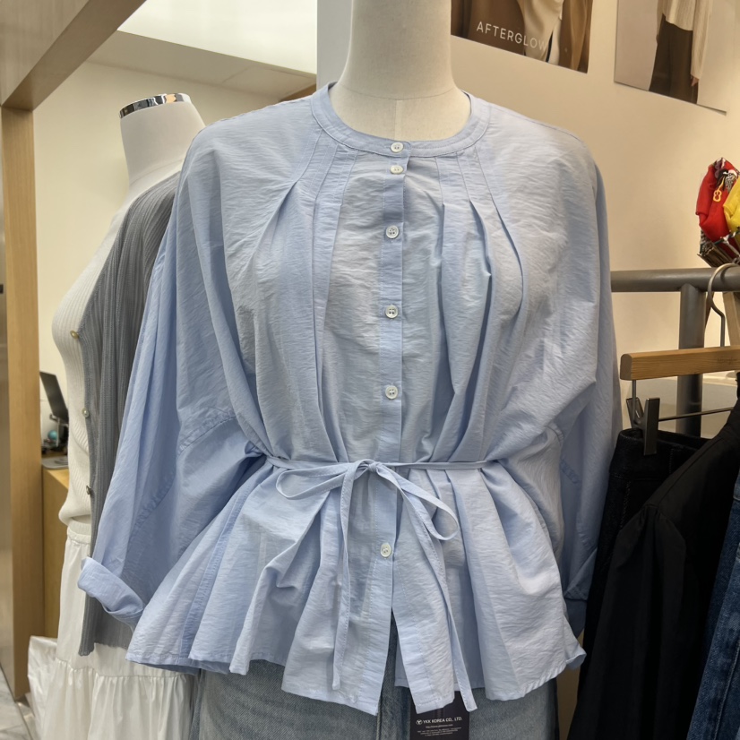 AFTERGLOW韓國代購女裝新品時尚休閑人氣26春夏襯衫蕾絲衫褶裥AFTERGLOW襯衫/蕾絲衫圖色1