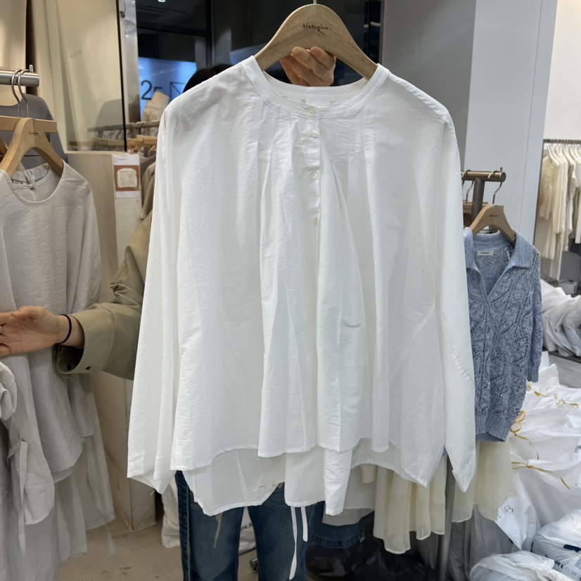 AFTERGLOW韓國代購女裝新品時尚休閑人氣26春夏襯衫蕾絲衫褶裥AFTERGLOW襯衫/蕾絲衫圖色2