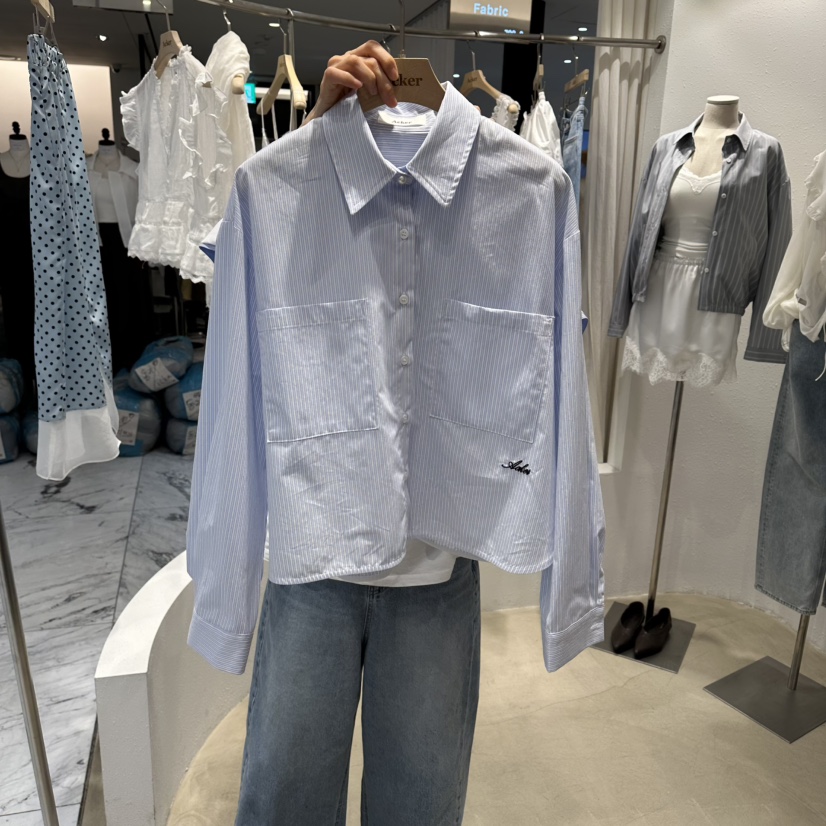 ACKER韓國東大門直郵女士新品職業推薦熱賣襯衫蕾絲衫條紋ACKER襯衫/蕾絲衫圖色1