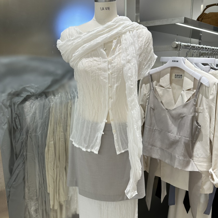 FAVOR-P韓國代購女裝新品推薦休閑職業襯衫蕾絲衫含圍巾FAVOR-P襯衫/蕾絲衫圖色1