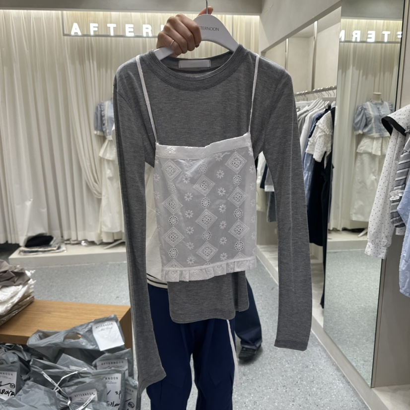 AFTERNOON韓國東大門直郵女裝新品推薦吊帶背心不含內搭刺繡AFTERNOON吊帶/背心圖色2
