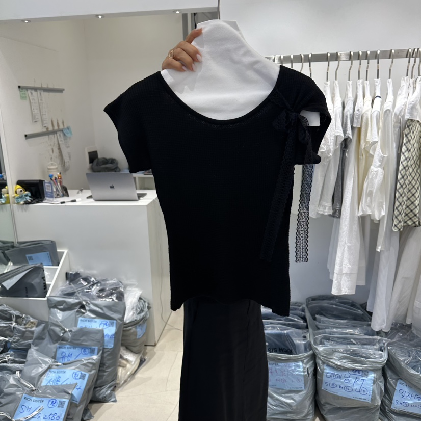 RICH SISTER韓國東大門代購女裝新款休閑職業26春夏T恤蕾絲RICH SISTERT恤圖色3