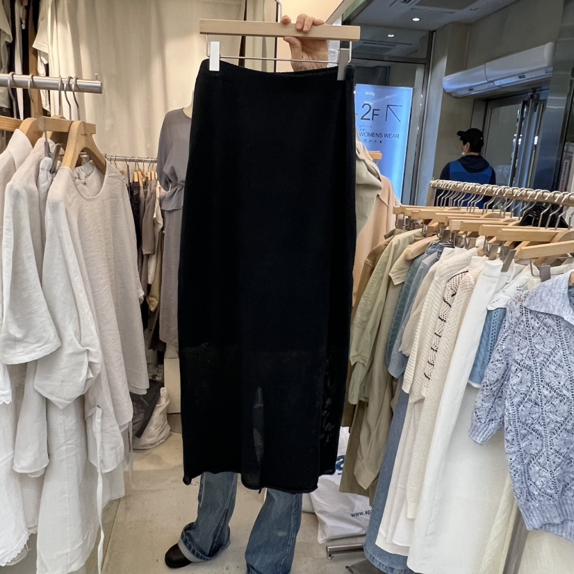 AFTERGLOW韓國東大門直郵女裝新品26春夏長裙不對稱針織裙AFTERGLOW長裙圖色2