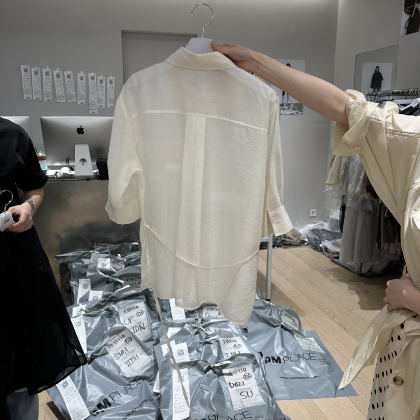 FAVOR-P韓國直郵實拍女裝新品推薦休閑襯衫蕾絲衫含腰繩FAVOR-P襯衫/蕾絲衫