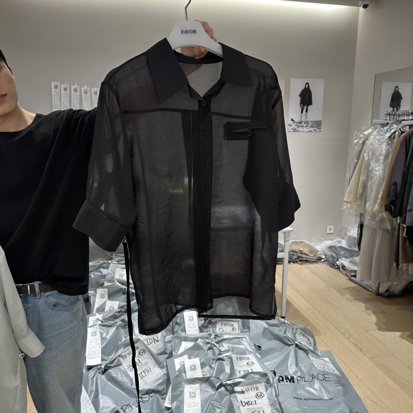 FAVOR-P韓國直郵實拍女裝新品推薦休閑襯衫蕾絲衫含腰繩FAVOR-P襯衫/蕾絲衫圖色2