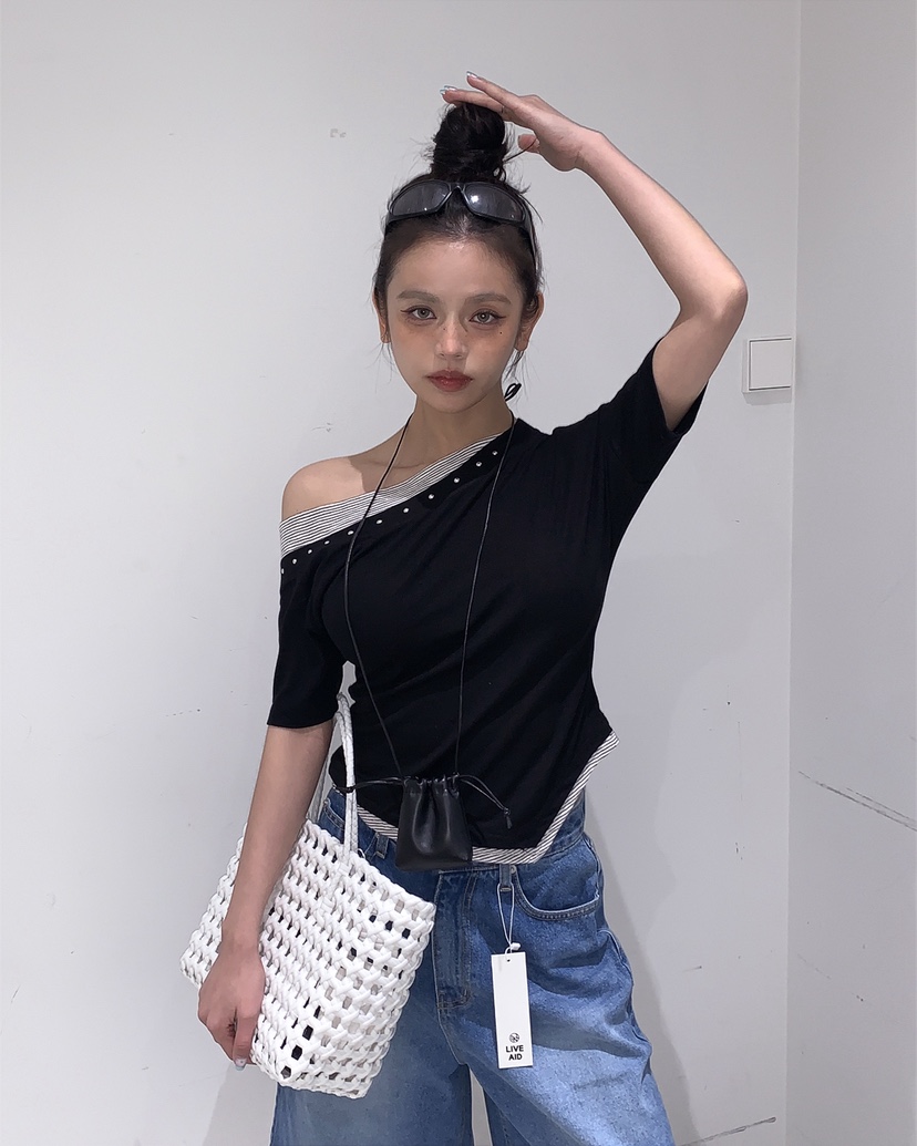 LIVE AID-P韓國直郵女士新品人氣推薦真品職業時尚熱賣T恤LIVE AID-PT恤