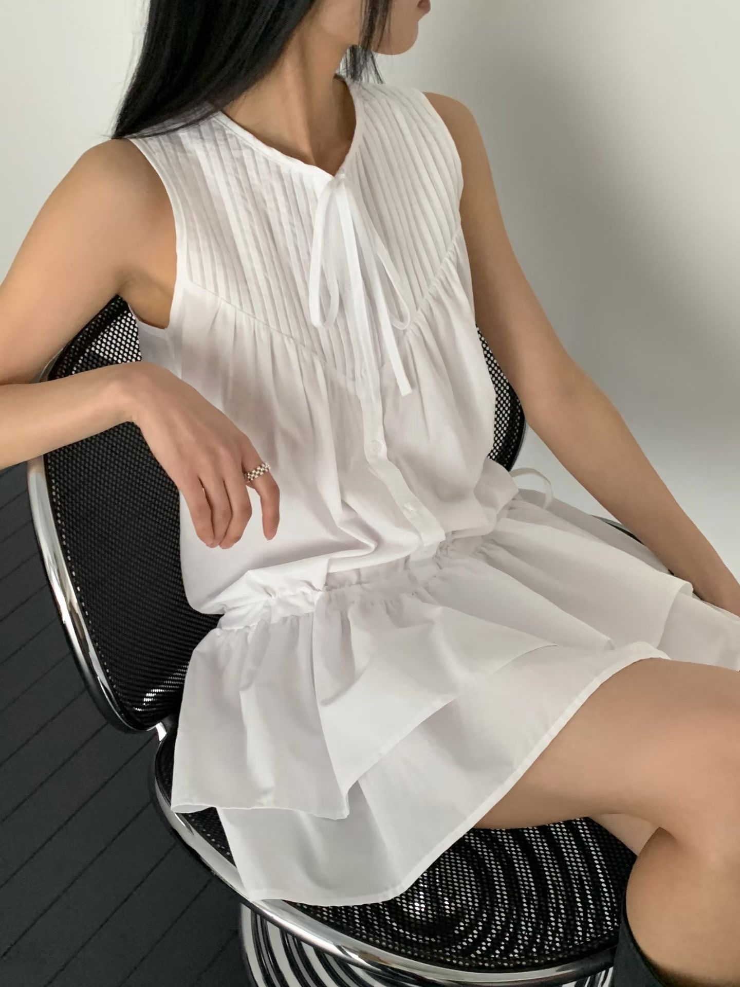 JUNO東大門實拍女士新品人氣真品26春夏推薦時尚連衣裙褶裥JUNO連衣裙