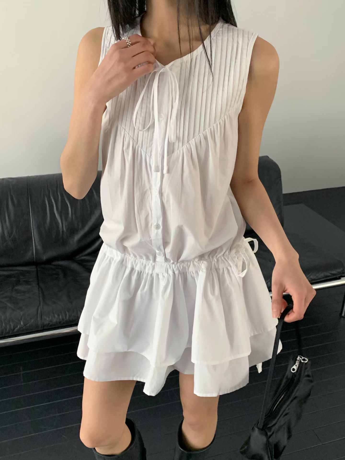 JUNO東大門實拍女士新品人氣真品26春夏推薦時尚連衣裙褶裥JUNO連衣裙圖色1