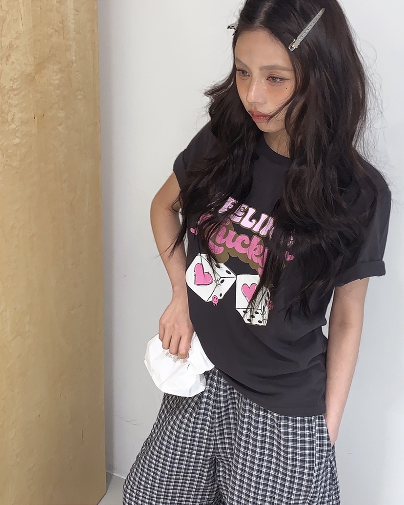 LIVE AID-P韓國代購女士新品26春夏推薦職業熱賣休閑T恤LIVE AID-PT恤