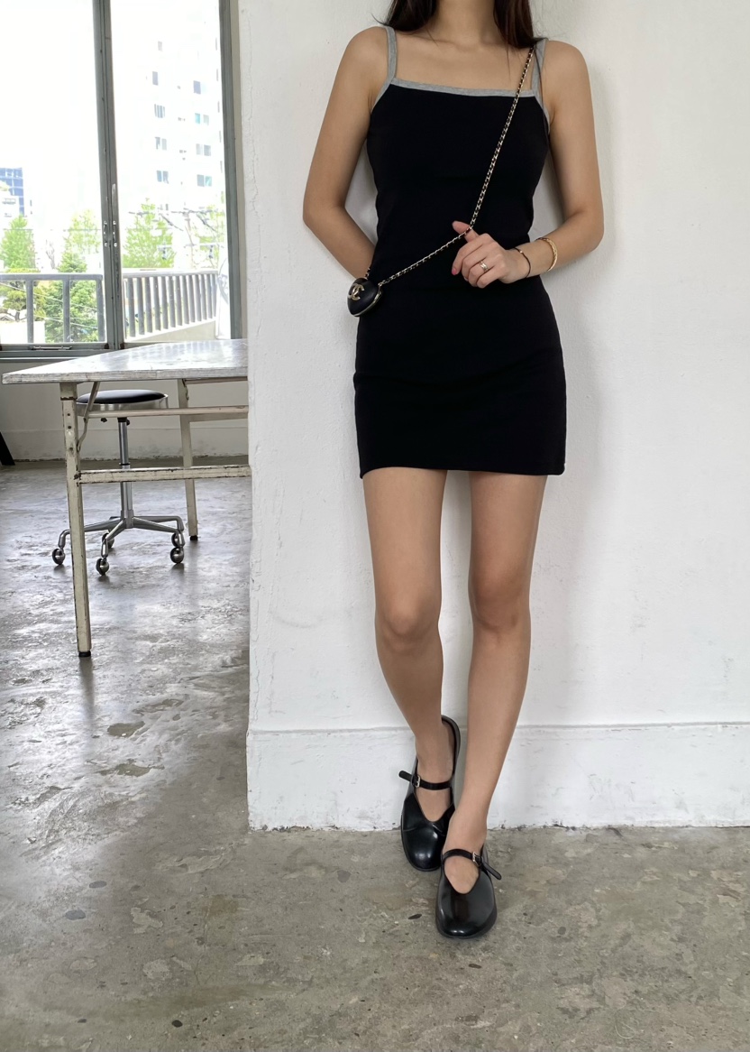 OUPPT韓國代購女士新品真品休閑時尚26春夏人氣連衣裙撞色OUPPT連衣裙