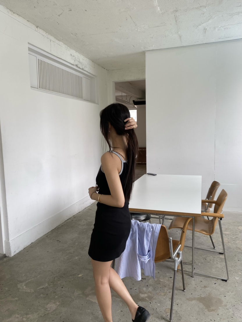 OUPPT韓國代購女士新品真品休閑時尚26春夏人氣連衣裙撞色OUPPT連衣裙