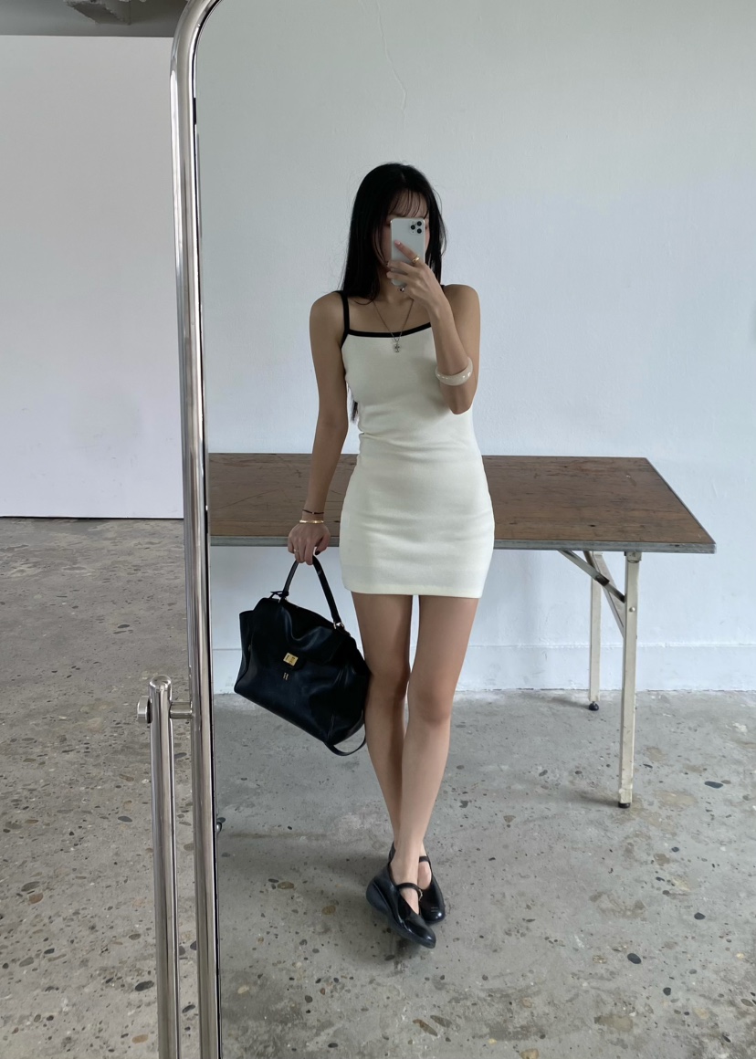 OUPPT韓國代購女士新品真品休閑時尚26春夏人氣連衣裙撞色OUPPT連衣裙