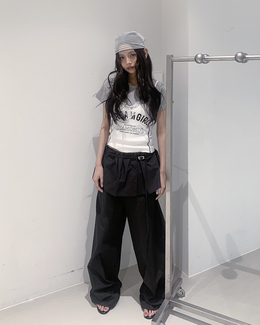 LIVE AID-P東大門直郵女士新款熱賣休閑時尚裙褲含腰繩LIVE AID-P裙褲