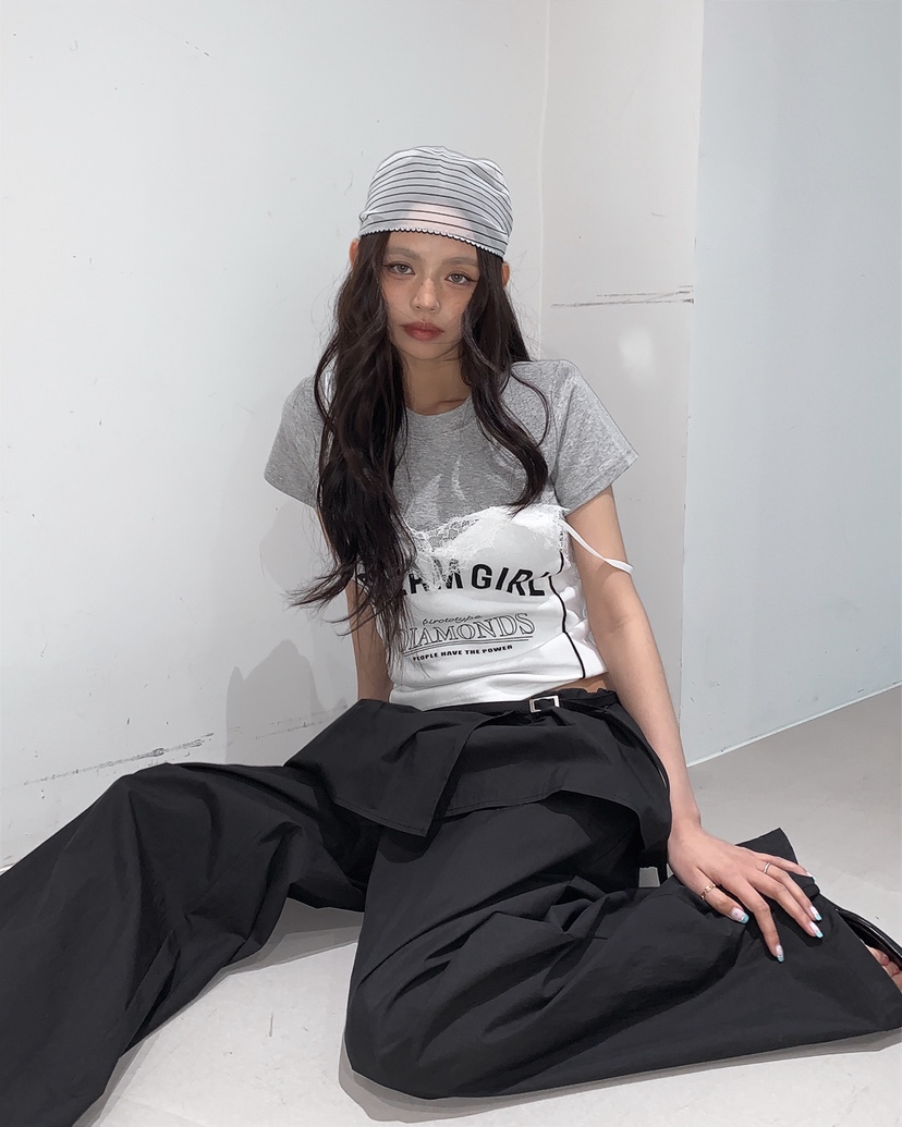 LIVE AID-P東大門直郵女士新款熱賣休閑時尚裙褲含腰繩LIVE AID-P裙褲