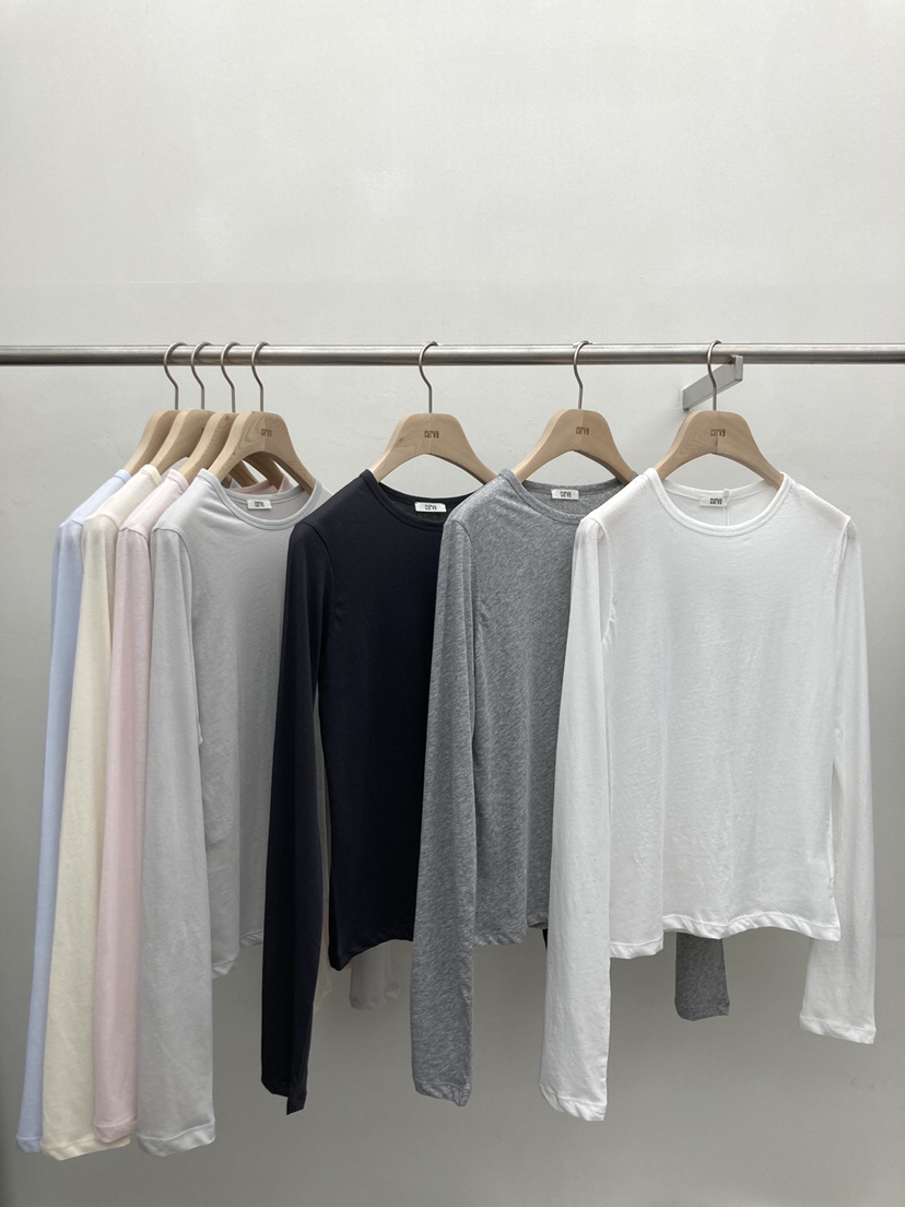 CURVY韓國直郵女裝新款26春夏，26夏季休閑時尚熱賣長袖T恤CURVY長袖T恤