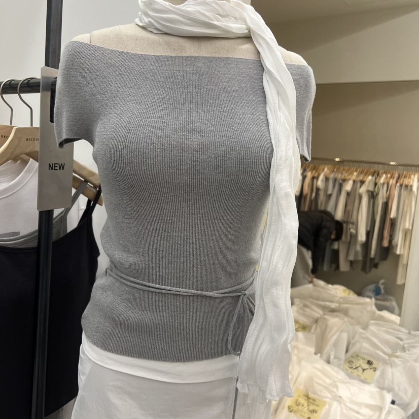 RECOVER韓國東大門代購女裝新品休閑時尚熱賣針織衫含腰繩RECOVER/MOMENT針織衫圖色3