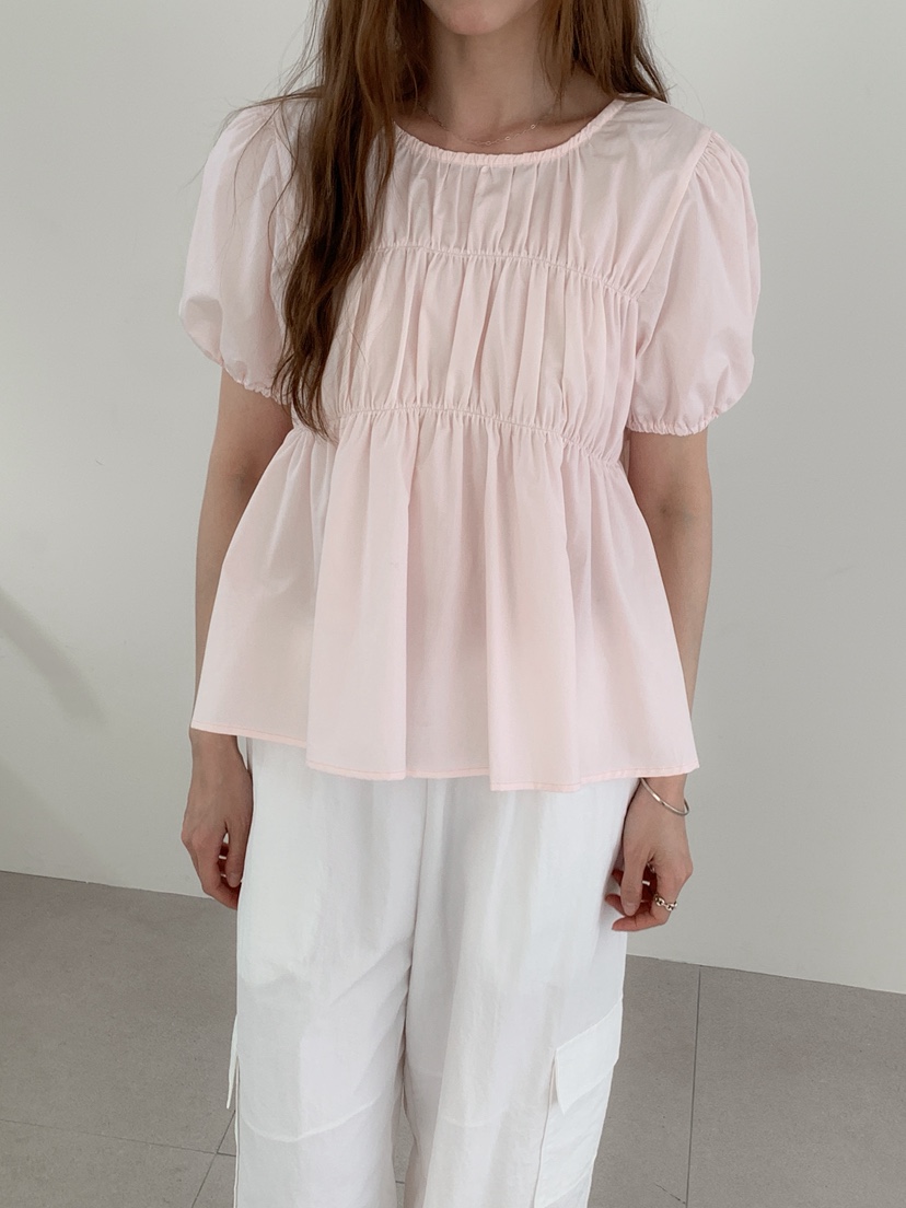 LONG PEAK韓國直郵女士新款人氣26春夏，26夏季襯衫蕾絲衫泡泡袖LONG PEAK襯衫/蕾絲衫