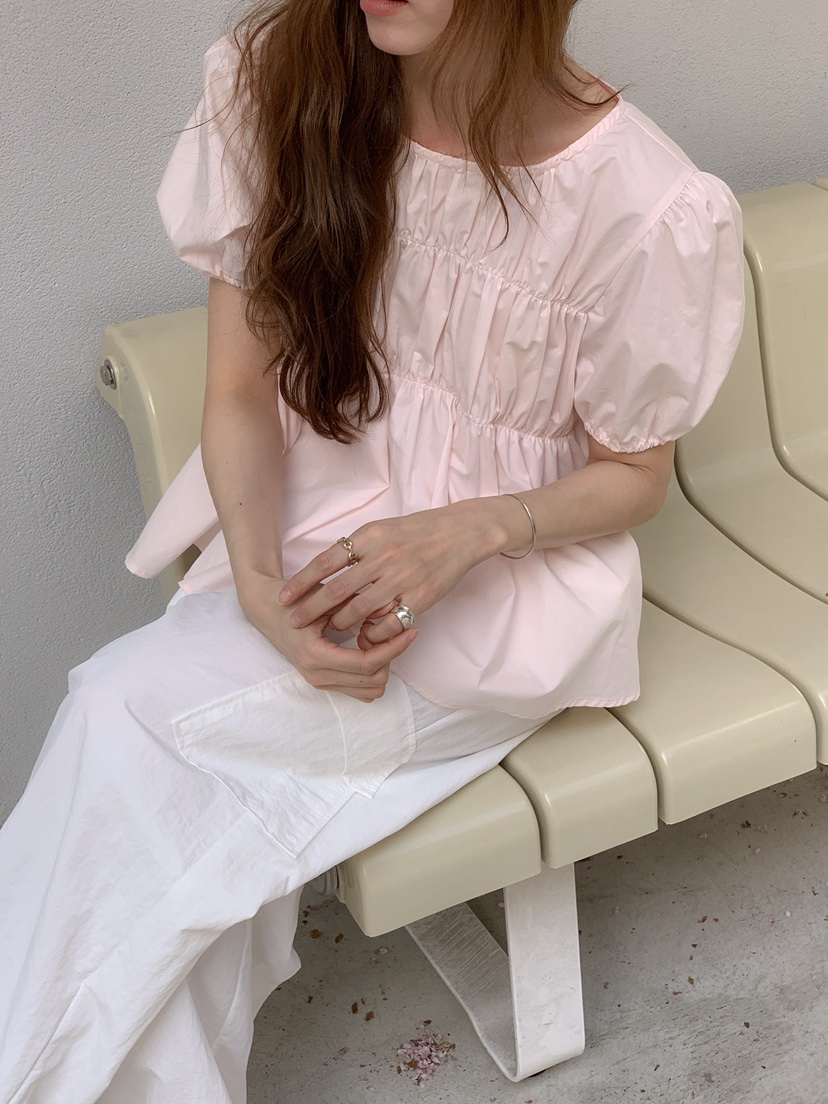 LONG PEAK韓國直郵女士新款人氣26春夏，26夏季襯衫蕾絲衫泡泡袖LONG PEAK襯衫/蕾絲衫