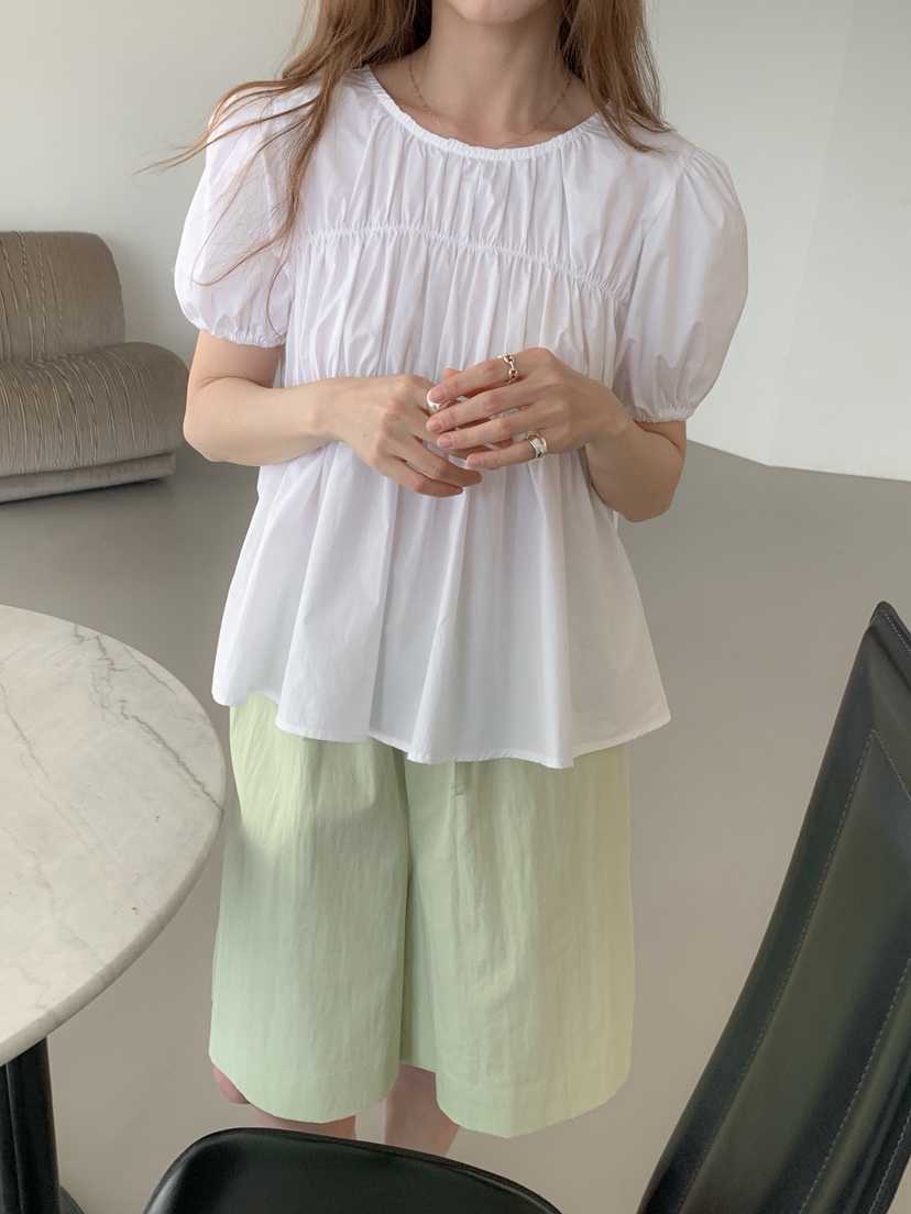 LONG PEAK韓國直郵女士新款人氣26春夏，26夏季襯衫蕾絲衫泡泡袖LONG PEAK襯衫/蕾絲衫