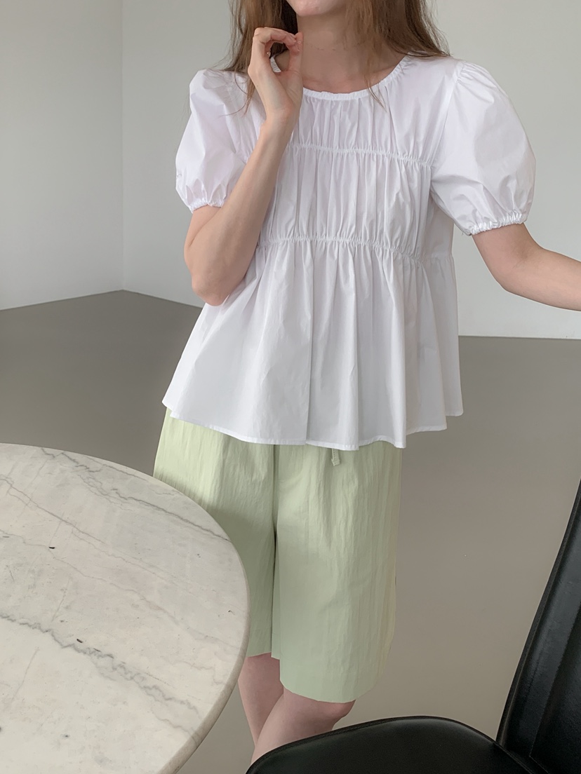 LONG PEAK韓國直郵女士新款人氣26春夏，26夏季襯衫蕾絲衫泡泡袖LONG PEAK襯衫/蕾絲衫