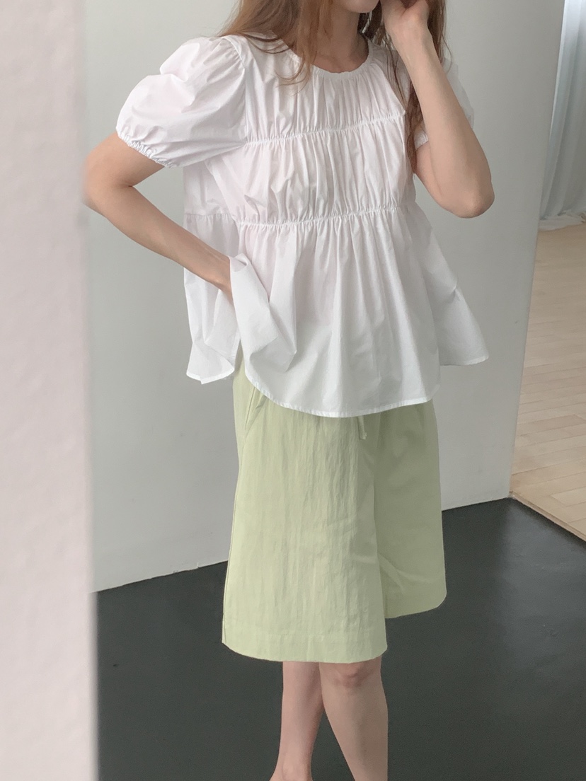 LONG PEAK韓國直郵女士新款人氣26春夏，26夏季襯衫蕾絲衫泡泡袖LONG PEAK襯衫/蕾絲衫