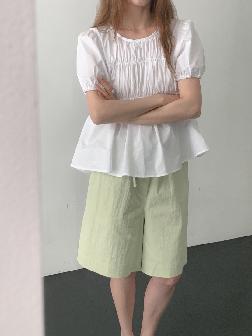 LONG PEAK韓國直郵女士新款人氣26春夏，26夏季襯衫蕾絲衫泡泡袖LONG PEAK襯衫/蕾絲衫