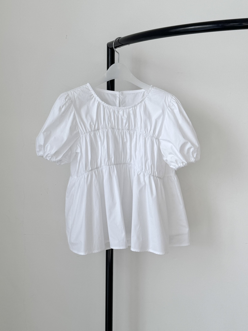 LONG PEAK韓國直郵女士新款人氣26春夏，26夏季襯衫蕾絲衫泡泡袖LONG PEAK襯衫/蕾絲衫圖色1