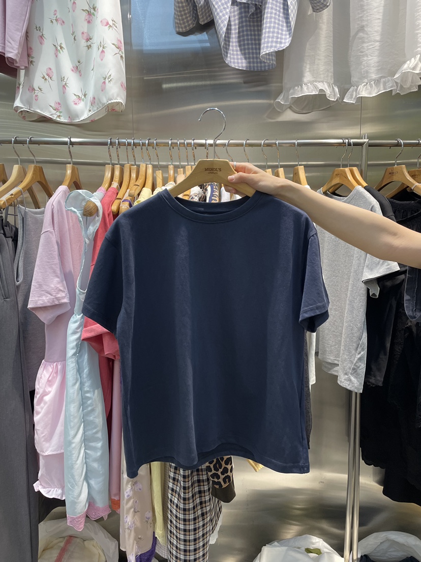 MENDL S東大門實拍韓國女裝新款時尚推薦人氣休閑26春夏，26夏季T恤MENDL ST恤圖色2深藍色