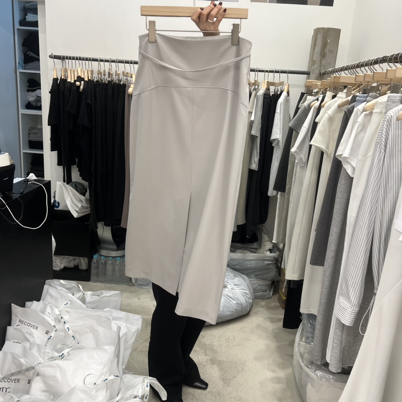 RECOVER韓國直郵女裝新款職業推薦時尚半身裙中短裙含腰繩RECOVER/MOMENT半身裙/中短裙