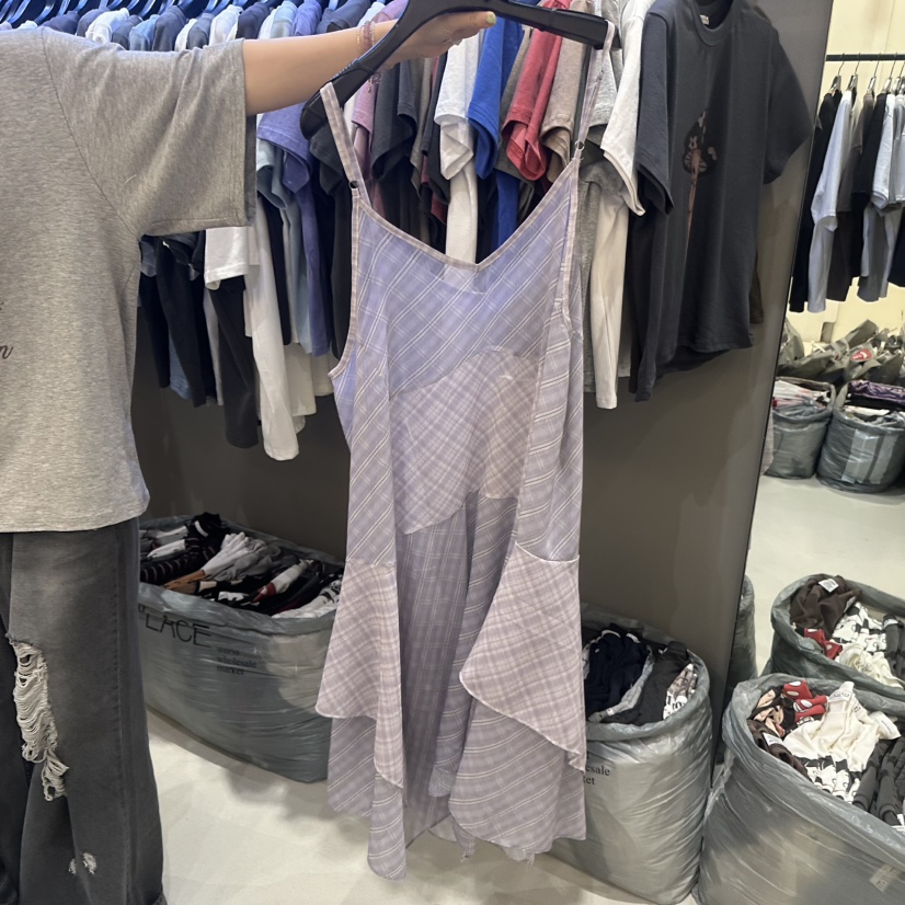 CREDITO韓國代購女裝新款時尚26春夏，26夏季連衣裙格子雪紡CREDITO連衣裙