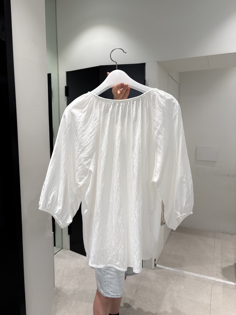 CREAM-P韓國東大門代購女裝新款休閑時尚襯衫蕾絲衫褶皺CREAM-P襯衫/蕾絲衫