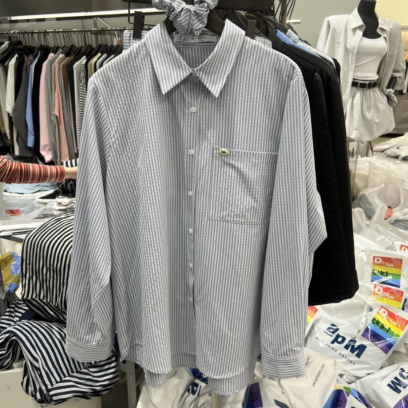 D2/A2韓國東大門直郵女裝新款推薦熱賣休閑襯衫蕾絲衫格子D2/A2襯衫/蕾絲衫圖色2藍