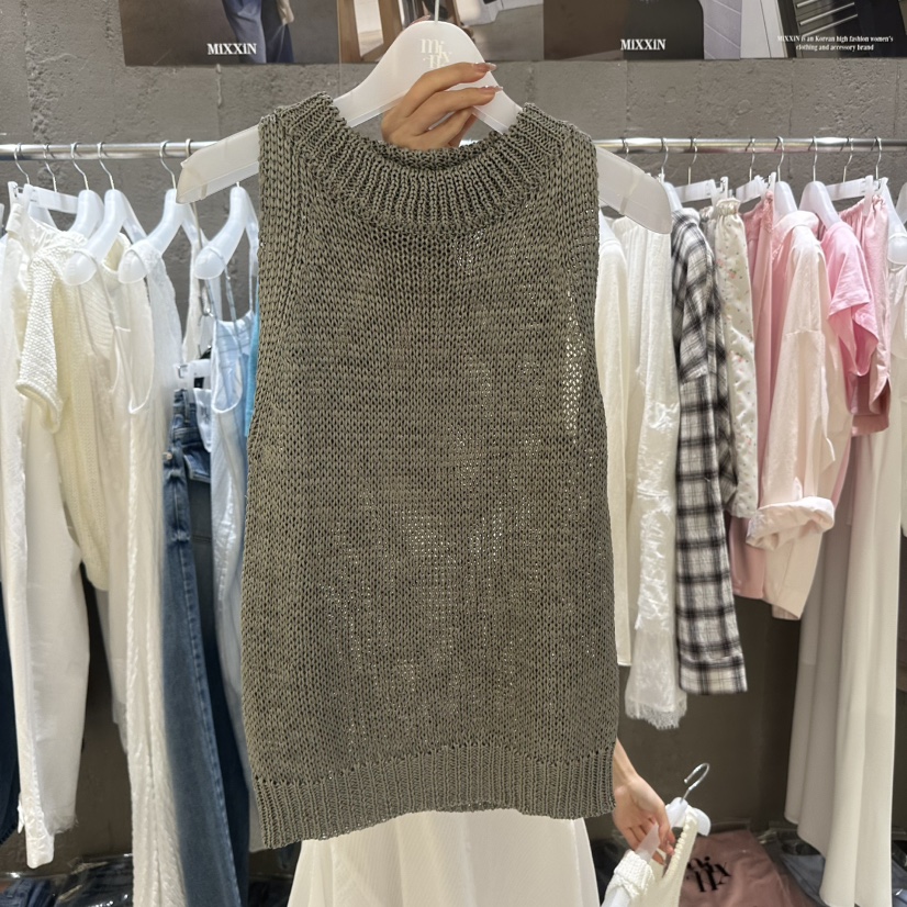 MIXXIN韓國東大門代購女士新品休閑時尚26春夏，26夏季吊帶背心亞麻MIXXIN吊帶/背心圖色1