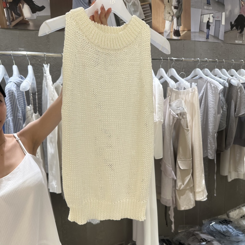 MIXXIN韓國東大門代購女士新品休閑時尚26春夏，26夏季吊帶背心亞麻MIXXIN吊帶/背心圖色2