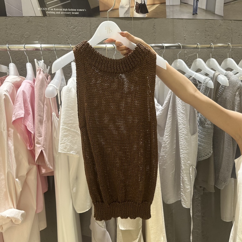 MIXXIN韓國東大門代購女士新品休閑時尚26春夏，26夏季吊帶背心亞麻MIXXIN吊帶/背心圖色4