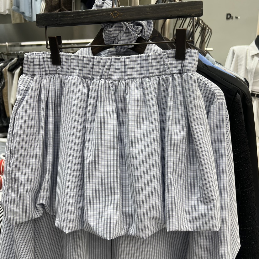 D2/A2東大門實拍韓國女裝新款熱賣26春夏，26夏季短裙不含腰帶格子D2/A2短裙圖色2藍